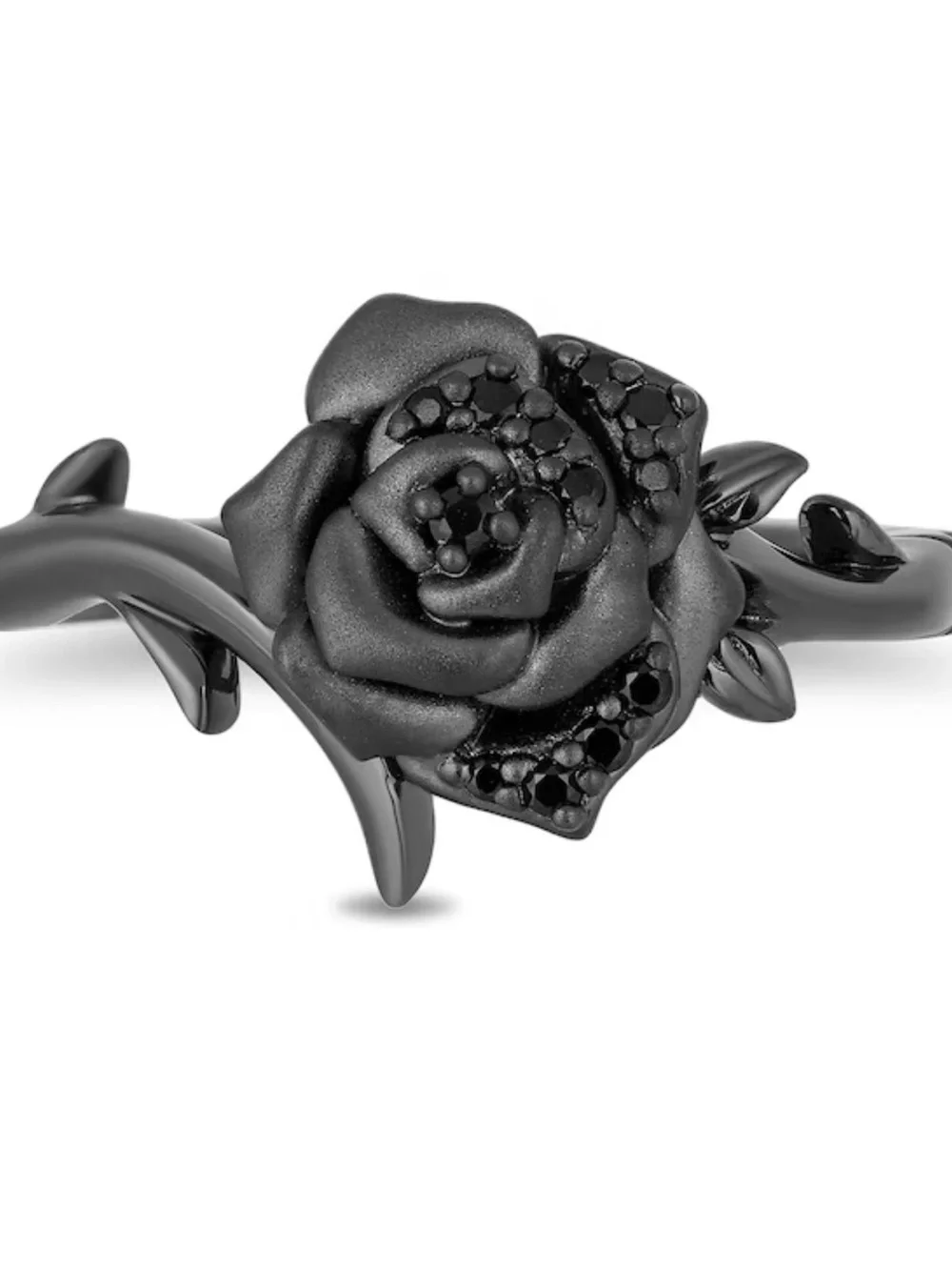 Disney Rose Ring 1/10 Ct. T.W. Black Diamond in Sterling Silver & Black Rhodium